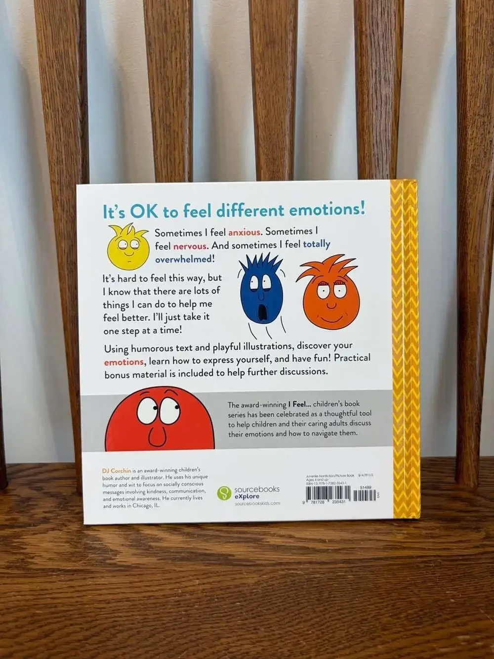 I Feel... Anxious by DJ Corchin Children's Hardcover Book